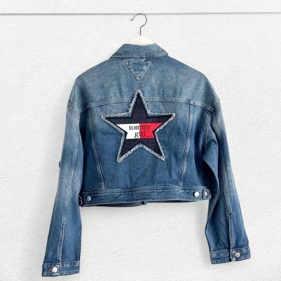 Tommy Jeans Tommy Girl Oversized Cropped Trucker Jacket - Picture 1 of 6